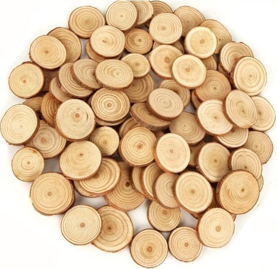 Rondelle di legno naturale, prima di diventare cuoricini
